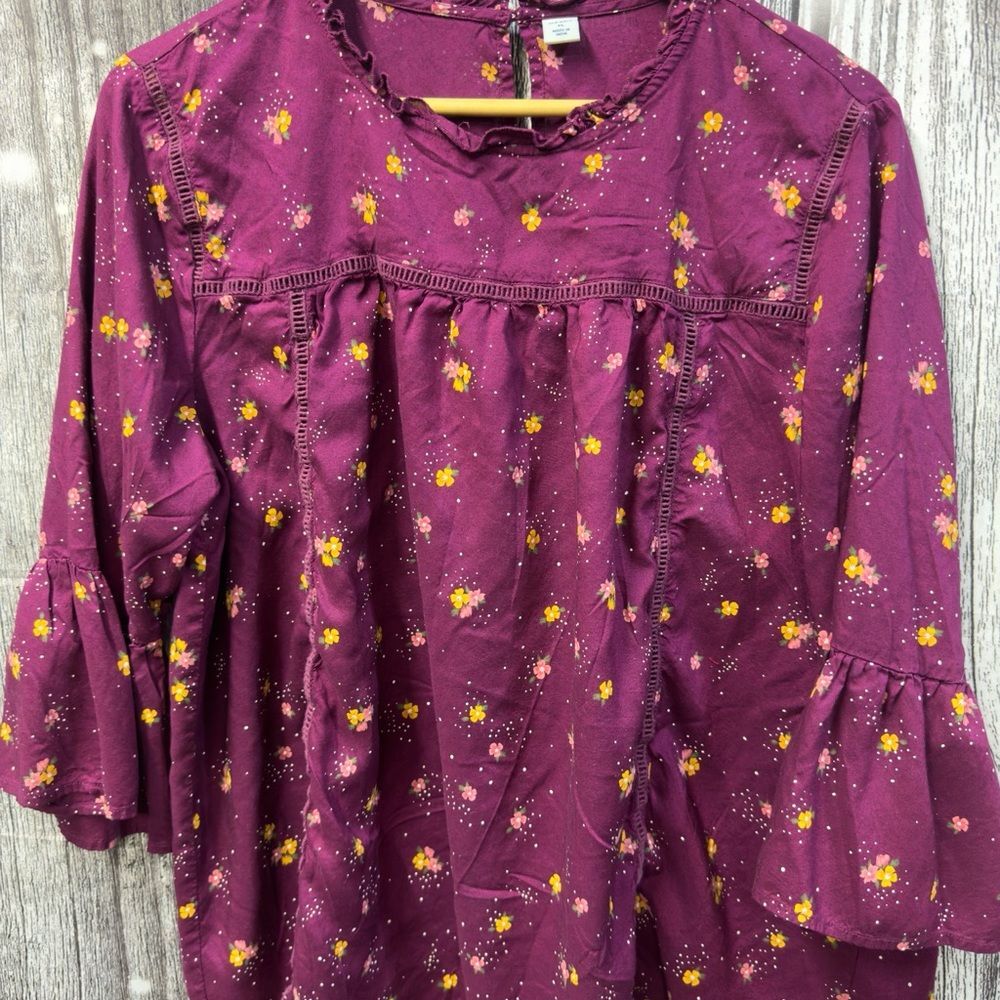 Old Navy Purple Floral Blouse
